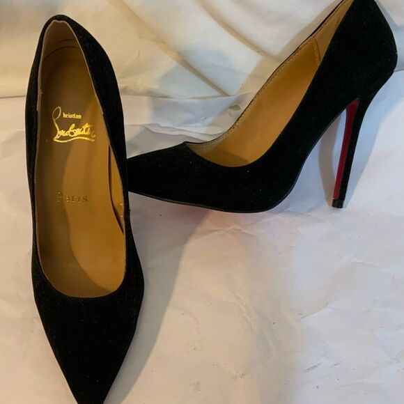 CHRISTIAN LOUBOUTIN HEELS SUEDE BLACK size 36 - Picture 1 of 8